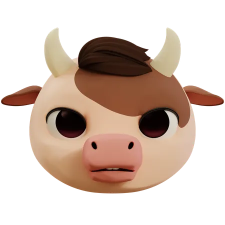 Cow Anxious Emoji  3D Icon