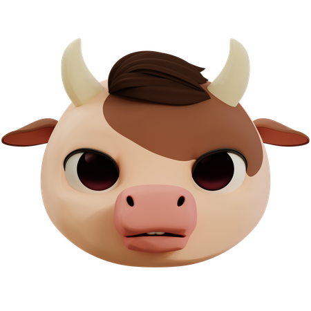 Cow Anxious Emoji  3D Icon