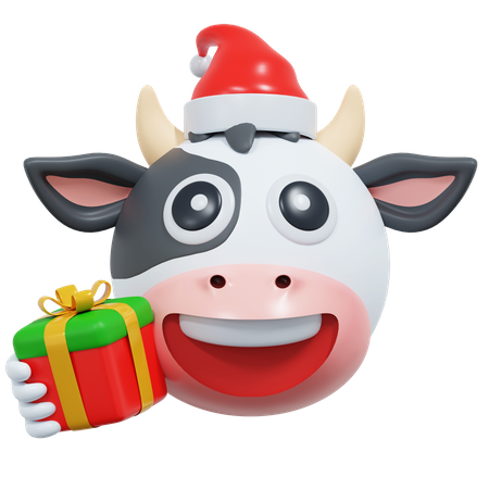 Cow Celebrating Christmas  3D Icon