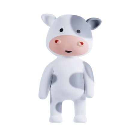 Cow Cute Pose 3D Illustration