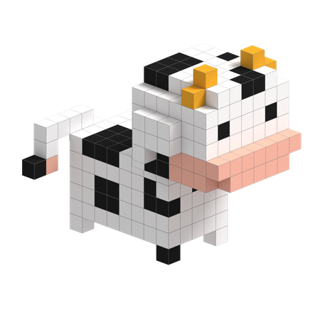 Cow Cute Voxel Art  3D Icon