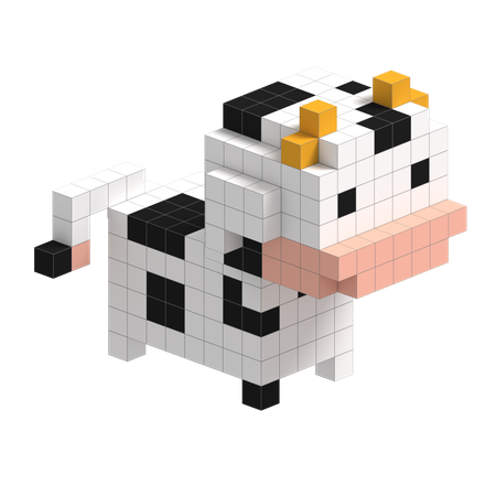 Cow Cute Voxel Art  3D Icon