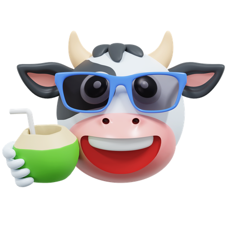 Cow Drink Coconut  3D Icon