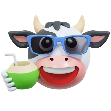 Cow Drink Coconut  3D Icon