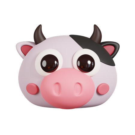 Cow Face 3D Illustration