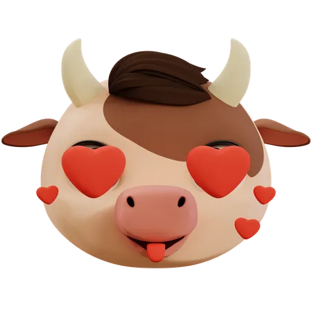 Cow Love Emoji  3D Icon