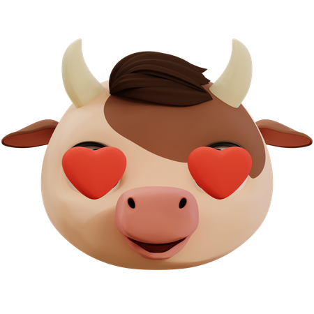 Cow Love Emoji  3D Icon