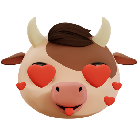 Cow Love Emoji  3D Icon