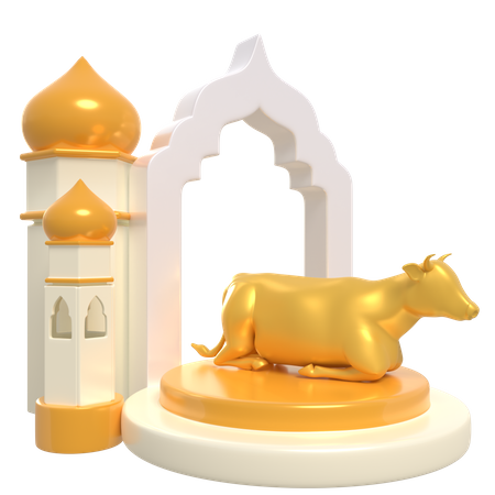 Cow Podium  3D Illustration