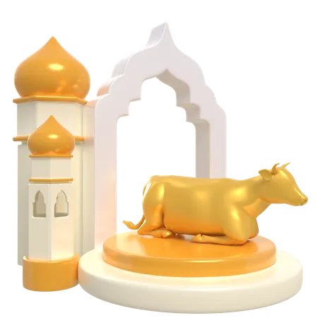 Cow Podium  3D Illustration