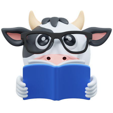 Cow Reading Book  3D Icon