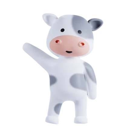 Cow Say Hello 3D Illustration
