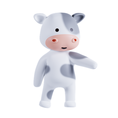 Cow Showing Something 3D Illustration