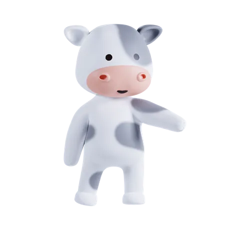 Cow Showing Something  3D Illustration