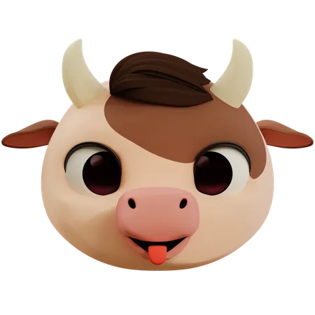 Cow Sticking Out Its Tongue Emoji  3D Icon