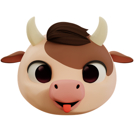 Cow Sticking Out Its Tongue Emoji  3D Icon