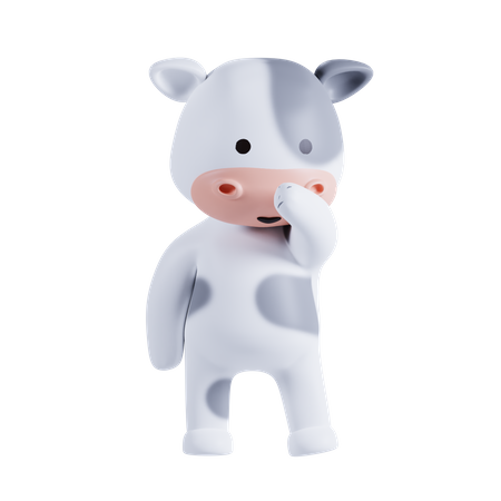 Cow Thinking Something 3D Illustration