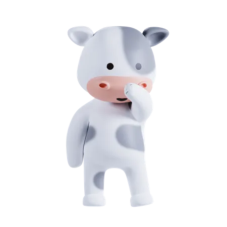 Cow Thinking Something  3D Illustration