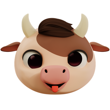 Cow Ugly Face Emoji  3D Icon