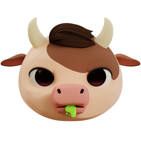 Cow Vomiting Emoji  3D Icon