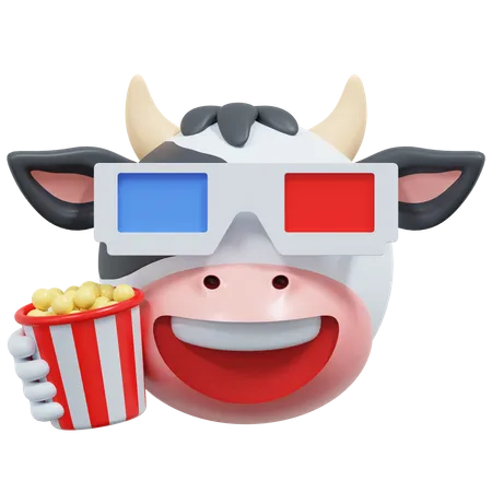 Cow Watching Movie Emoticon 3 D Icon Illustration 3D Icon