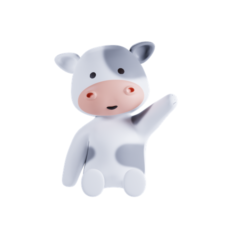 Cow Waving Hand  3D Illustration