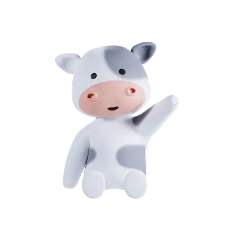 Cow Waving Hand  3D Illustration