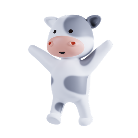 Cow Waving Hands 3D Illustration