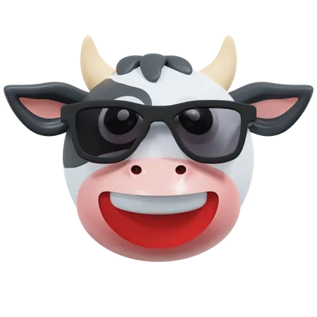 Cow Wear Black Glasses  3D Icon