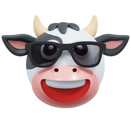 Cow Wear Black Glasses  3D Icon