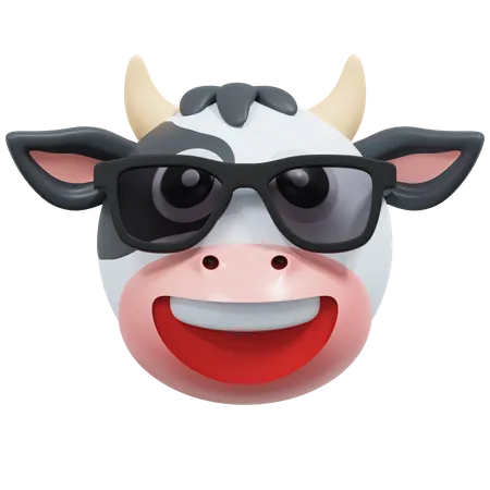 Cow Wear Black Glasses Emoticon 3 D Icon Illustration 3D Icon