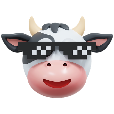 Cow Wearing Pixel Glasses  3D Icon