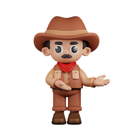 Cowboy apontando algo  3D Illustration