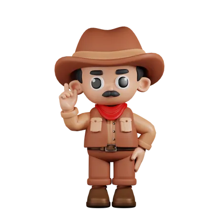 Cowboy apontando para cima  3D Illustration