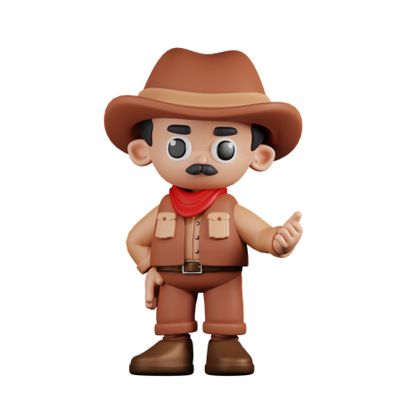 Cowboy apontando em seguida  3D Illustration