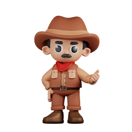 Cowboy apontando em seguida  3D Illustration