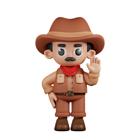 Cowboy avec les mains en l'air  3D Illustration