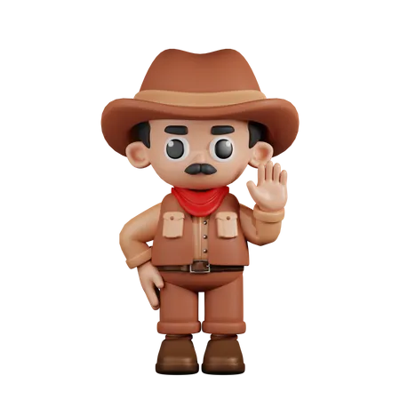 Cowboy avec les mains en l'air  3D Illustration