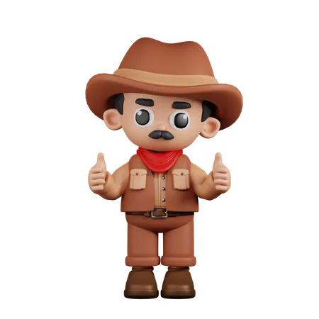 Cowboy dando um polegar para cima  3D Illustration