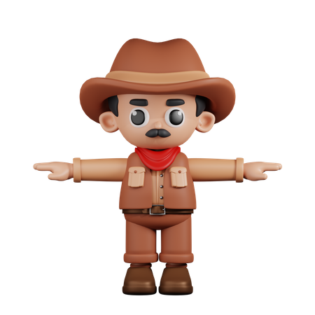 Cowboy en pose en T  3D Illustration