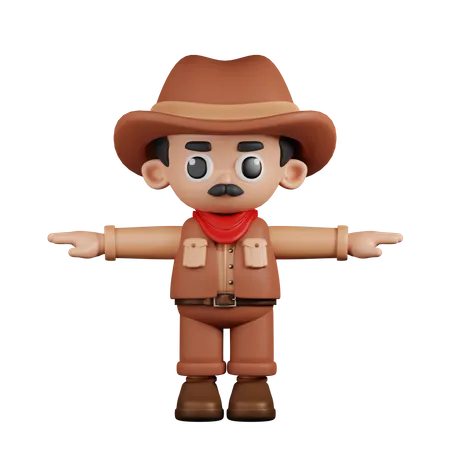 Cowboy en pose en T  3D Illustration