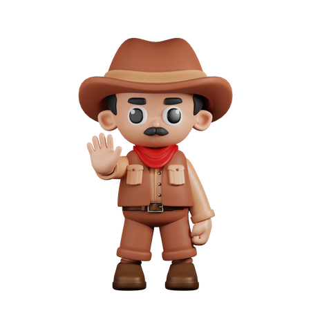 Cowboy Doing Stop Sign  3D Icon