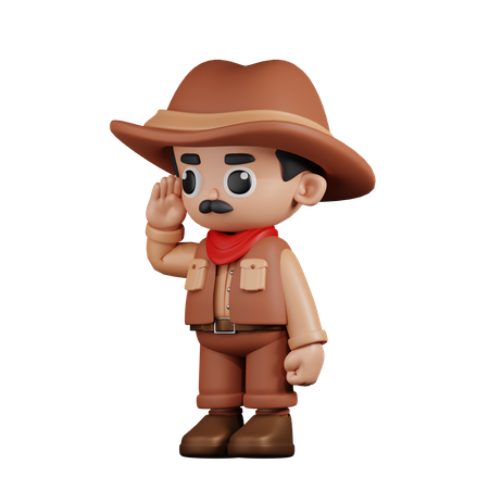Cowboy donnant le salut  3D Illustration