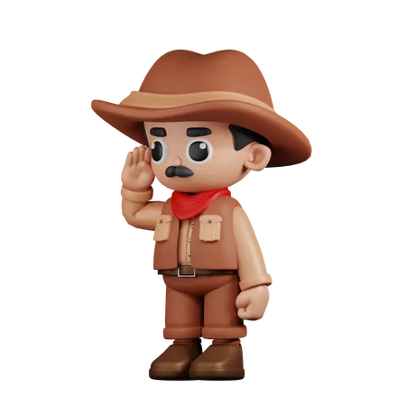 Cowboy donnant le salut  3D Illustration