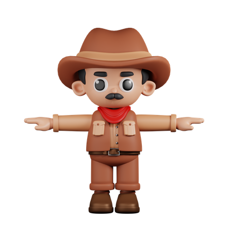 Cowboy em pose de T  3D Icon