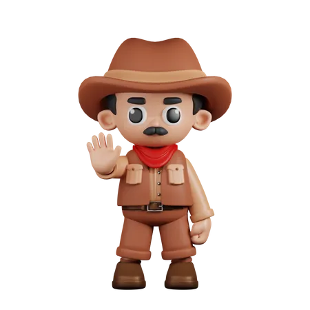 Cowboy fazendo sinal de parada  3D Illustration