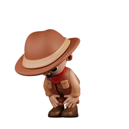 Cowboy fazendo uma pausa  3D Illustration