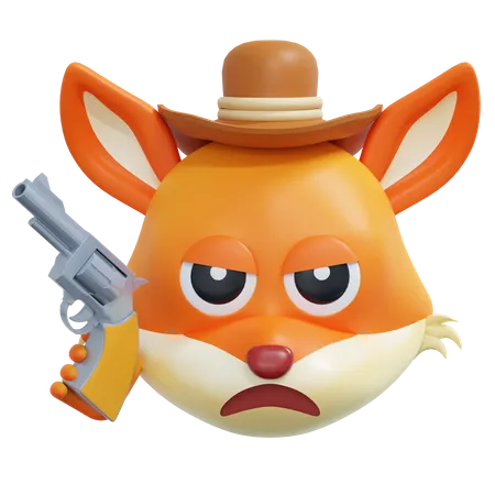 Cowboy Fox Emoticon  3D Icon