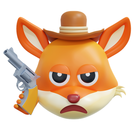 Cowboy Fox Emoticon  3D Icon