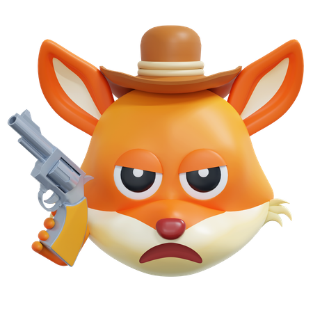 Cowboy Fox Emoticon  3D Icon